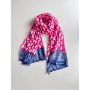 TALBOTS Pink Pineapple Print Cotton Silk Voile Shawl Blanket Scarf